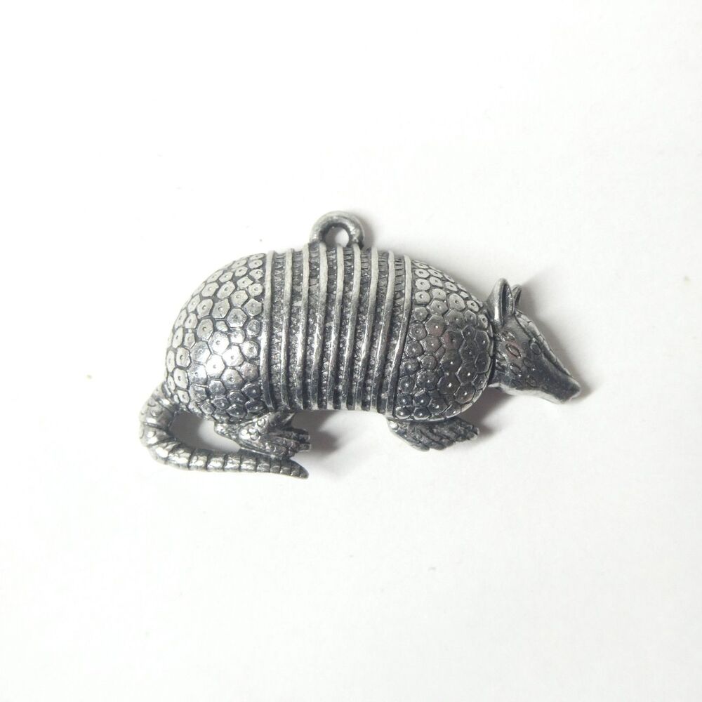 Armadillo Pendant Vintage Silvertone Metal Pewter? JJ 1988 Jonette Charm